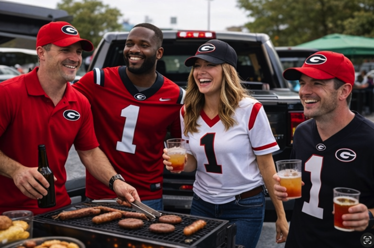 Away game tailgate energy for Georgia Bulldogs fans traveling privately