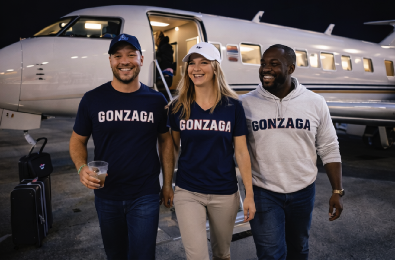Fans arriving closer to the arena for a Gonzaga Bulldogs away game