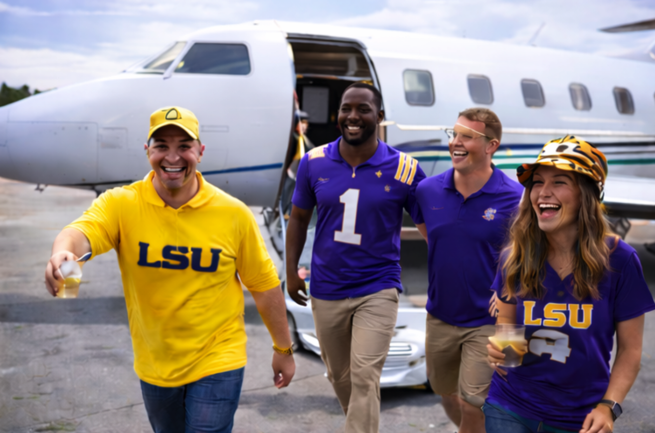 Fans arriving closer to the stadium for an LSU Tigers away game