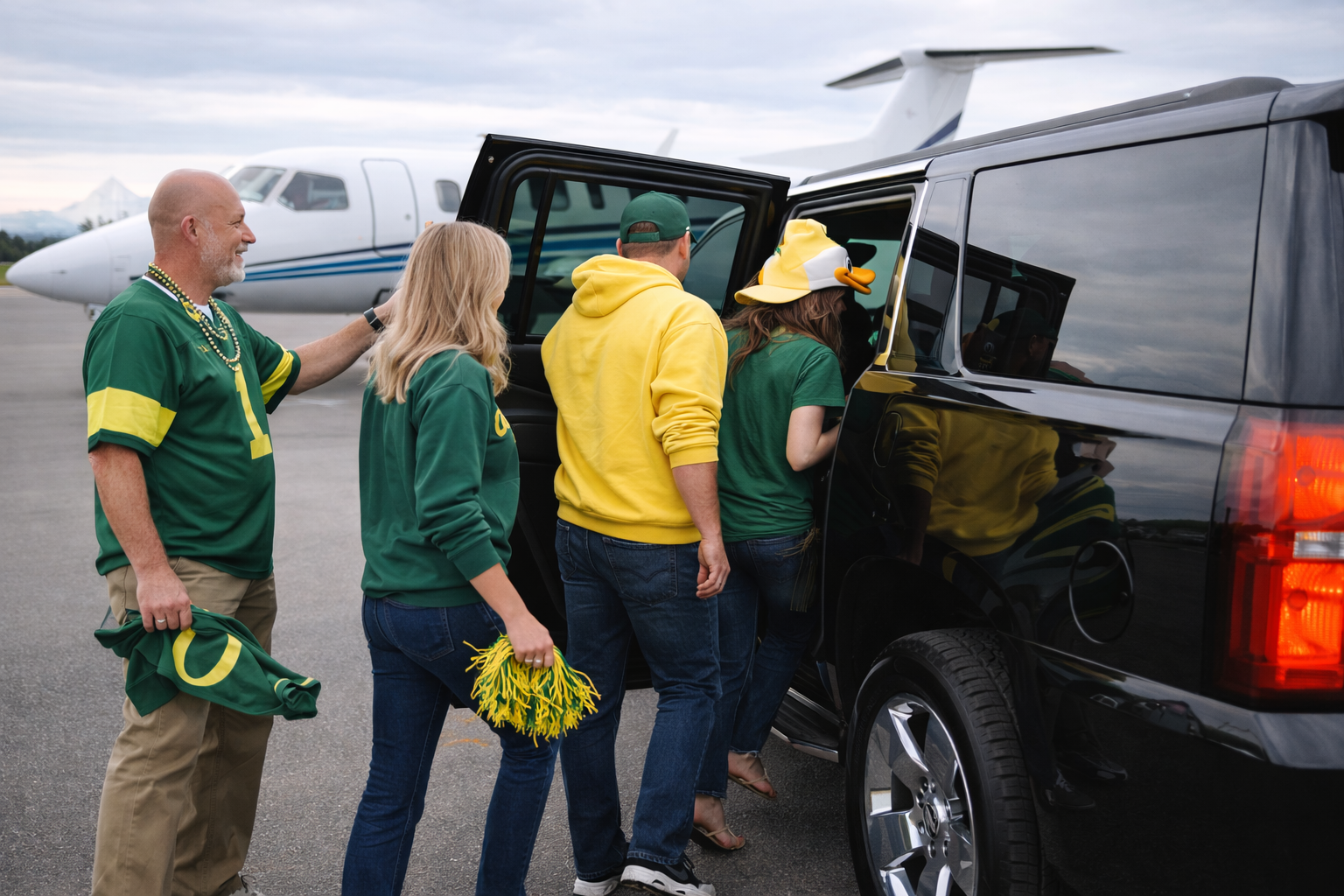 Away game tailgate energy for Oregon Ducks fans traveling privately