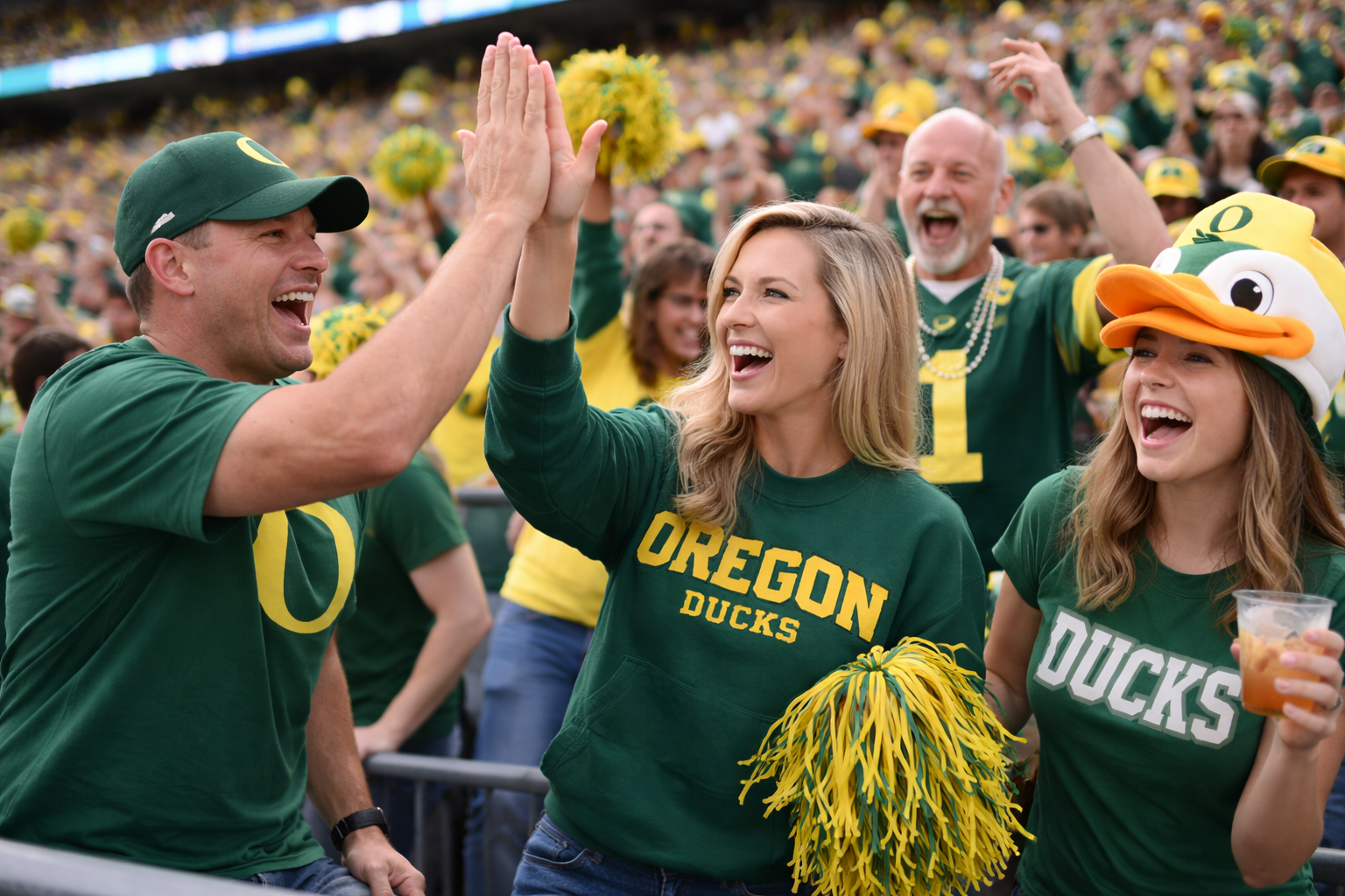 Parents and supporters traveling together for an Oregon away game